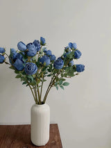 Faux Vintage Spray Rose in Blue – 25"