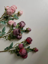 Faux Vintage Spray Rose in Smoky Purple – 25"