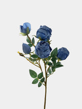 Faux Vintage Spray Rose in Blue – 25"