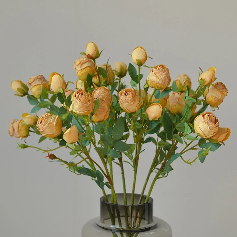 Faux Toasted Edge Spray Rose in Yellow – 25"