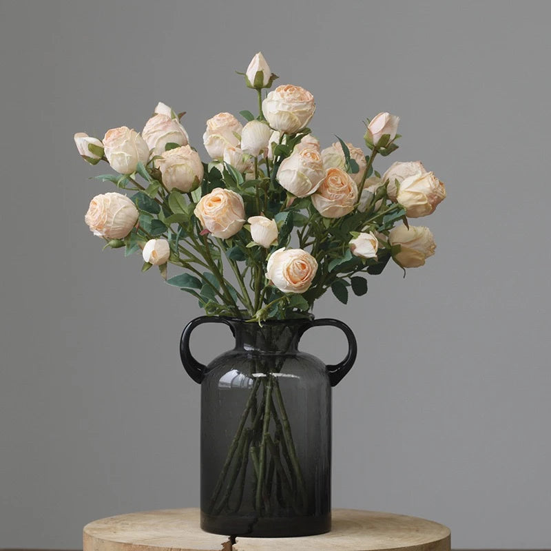 Faux Vintage Spray Rose in Champagne – 25"
