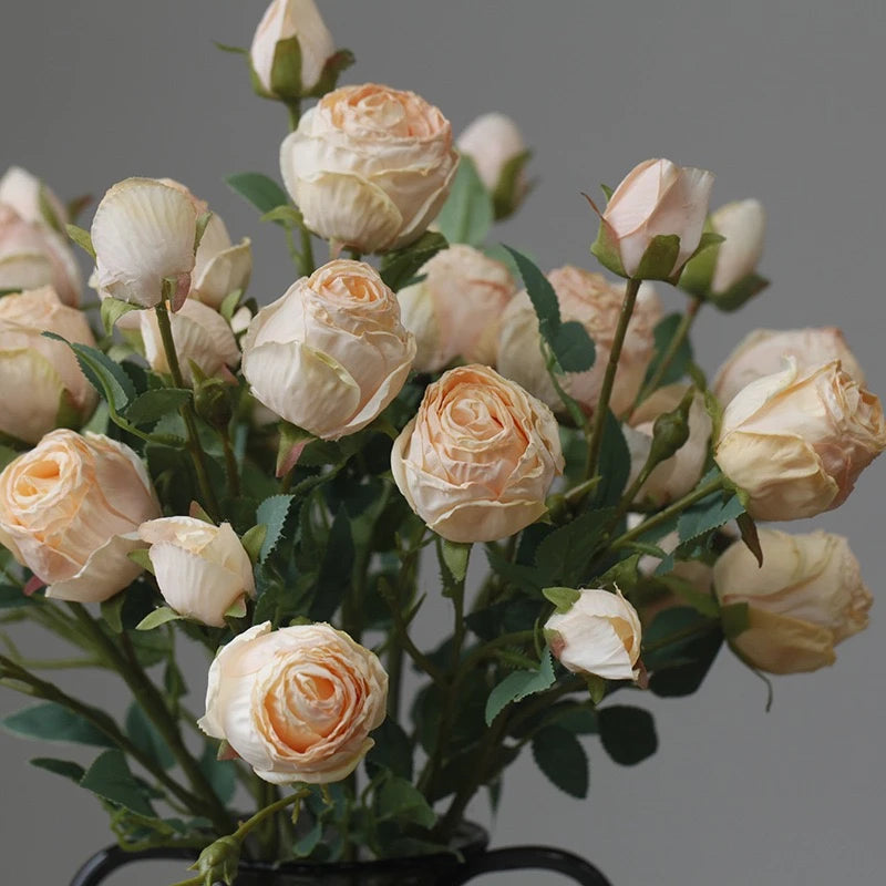 Faux Vintage Spray Rose in Champagne – 25"