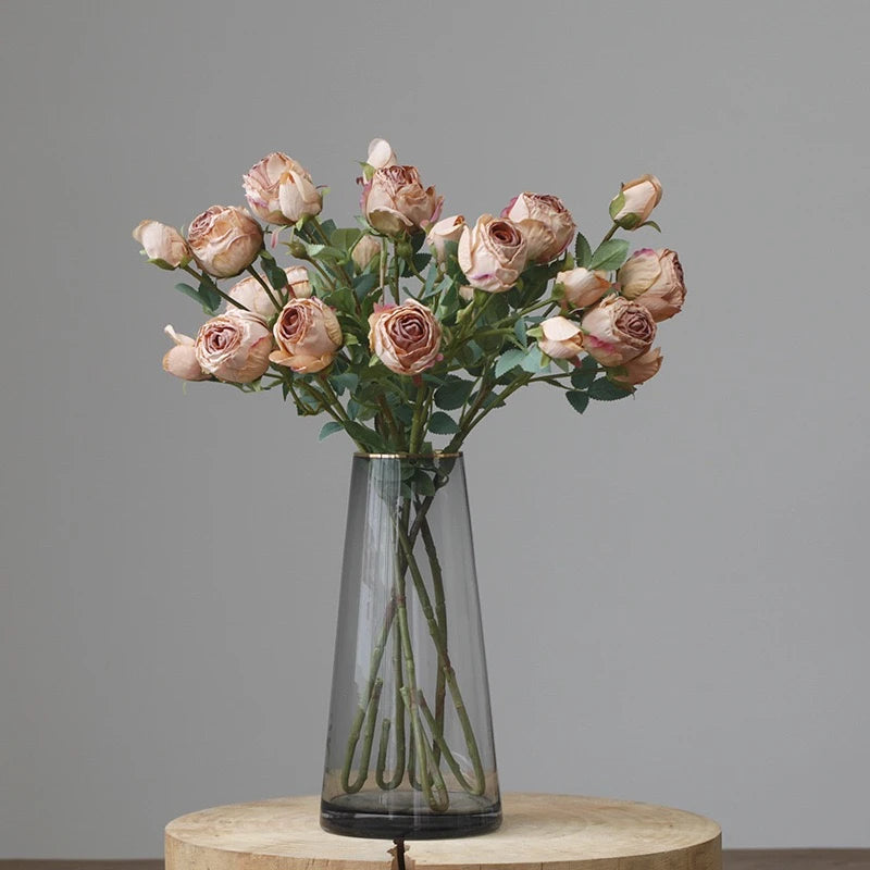 Faux Toasted Edge Spray Rose in Light Brown – 25"