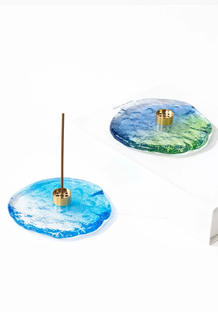 Ice Melt Glass Incense Holder