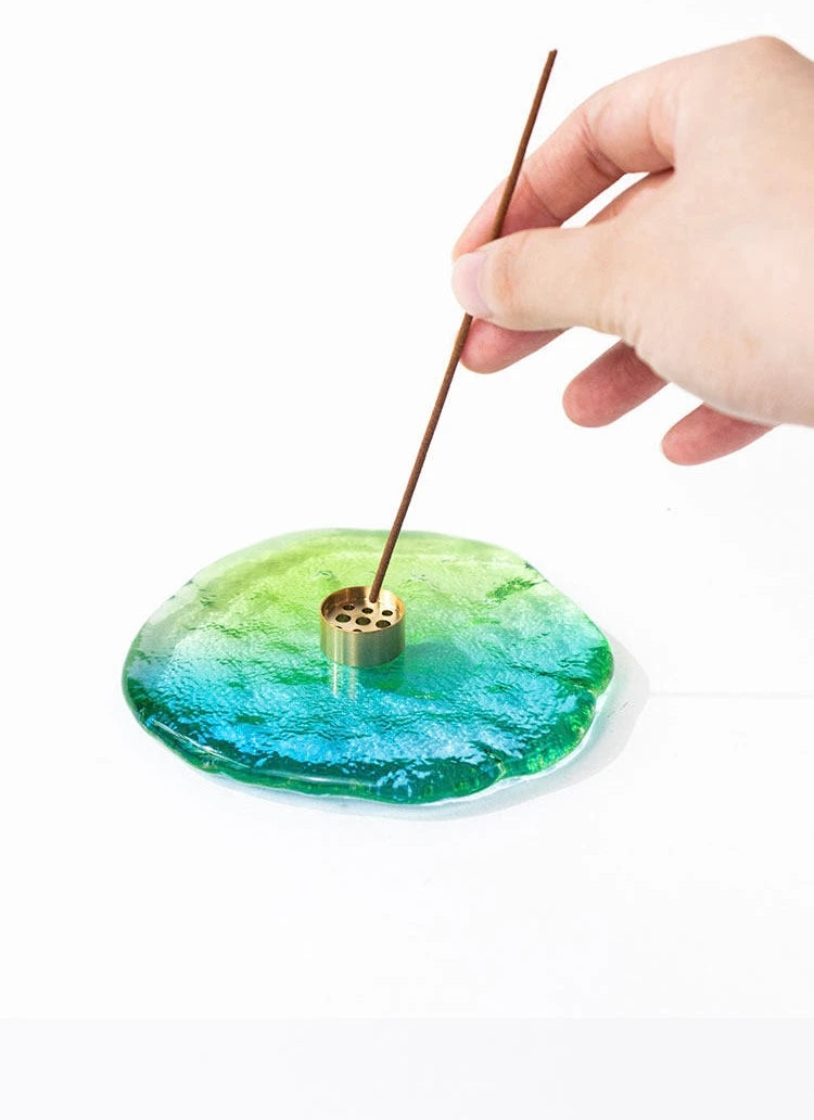 Ice Melt Glass Incense Holder
