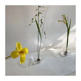 楽しいクリアガラスの生け花用花瓶（けんざん付き）