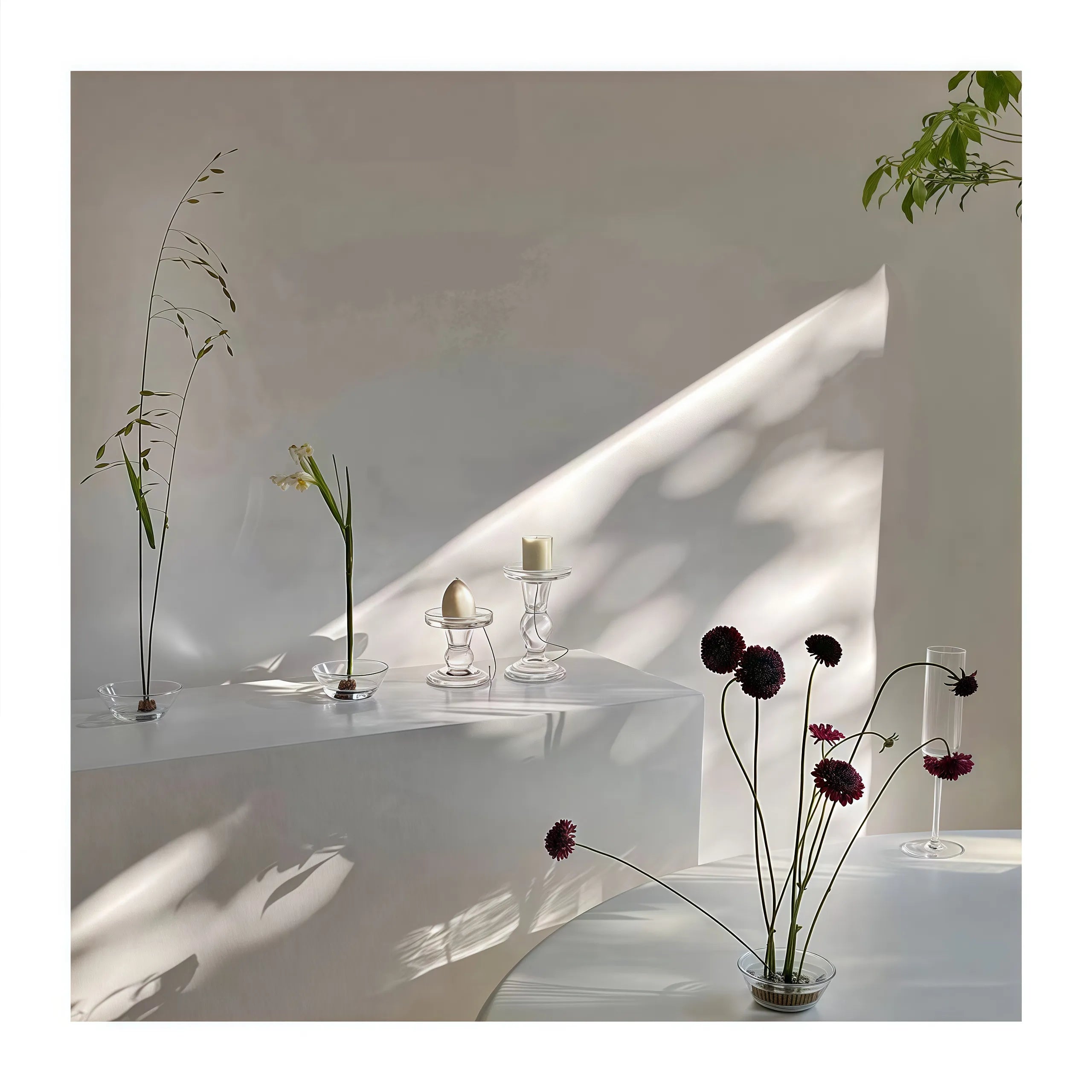 Joyful Clear Glass Ikebana Vase with Flower Frog (Kenzan)