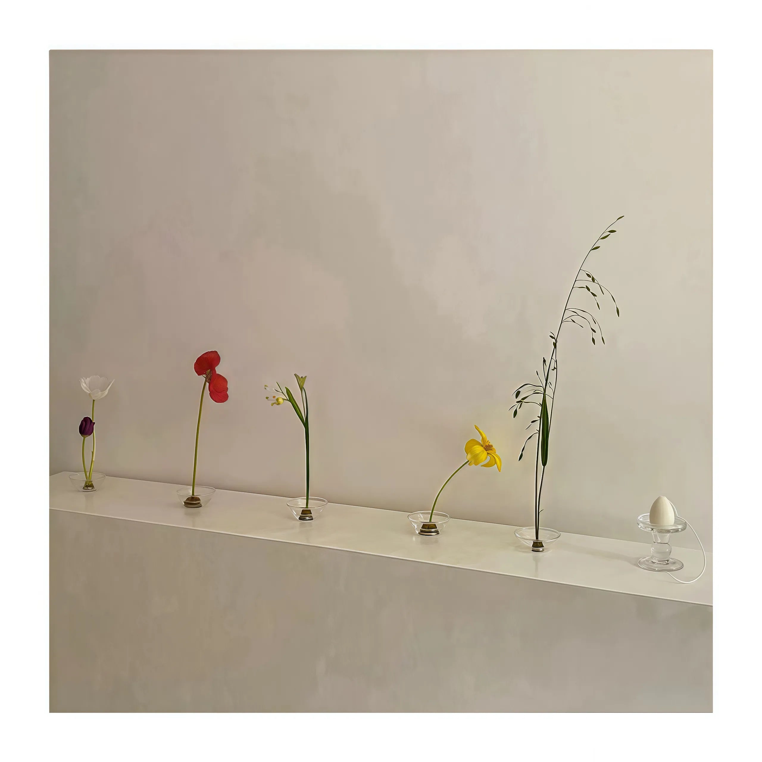 Joyful Clear Glass Ikebana Vase with Flower Frog (Kenzan)