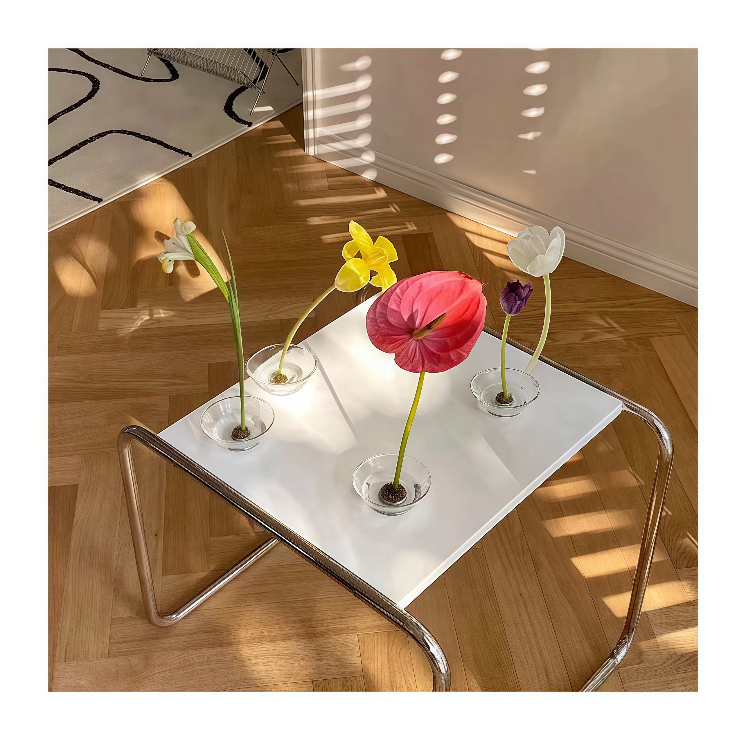 Joyful Clear Glass Ikebana Vase with Flower Frog (Kenzan)