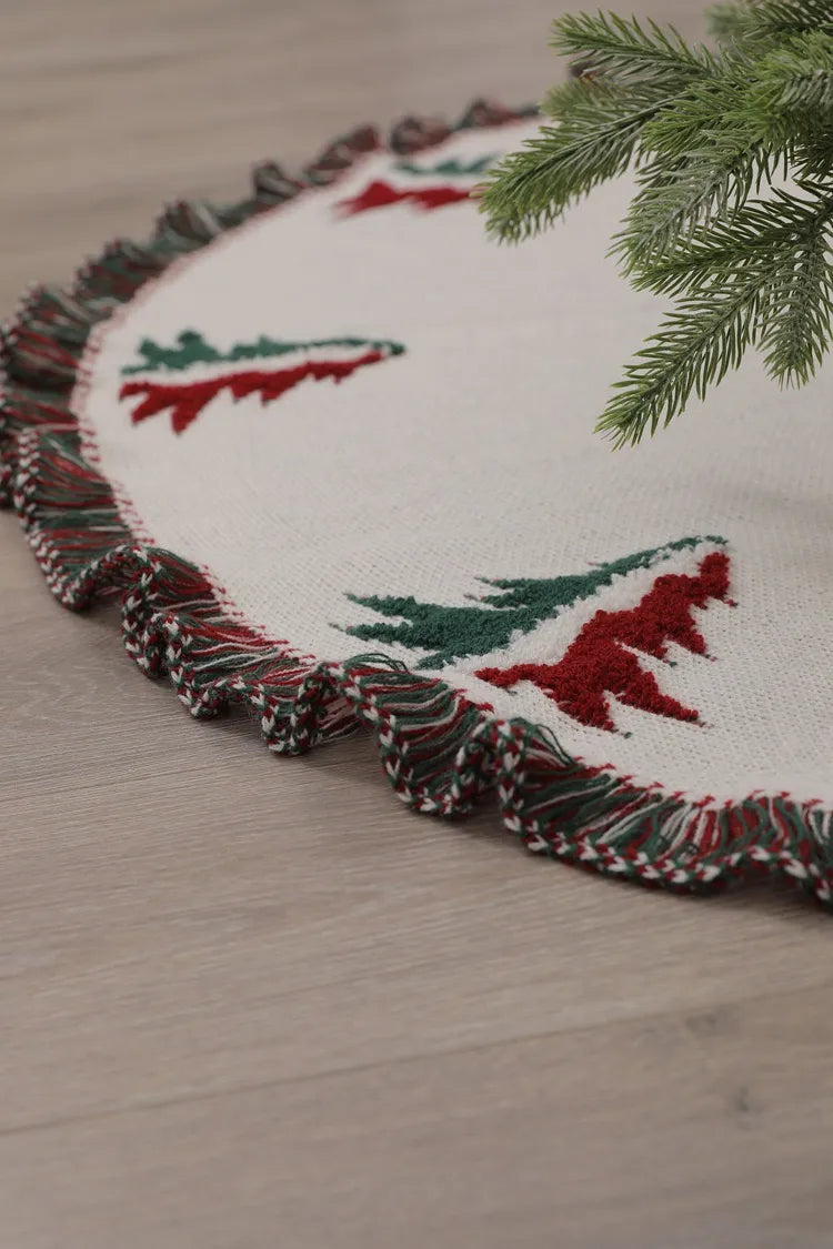 Fabric Fringe Christmas Tree Skirt – 48”