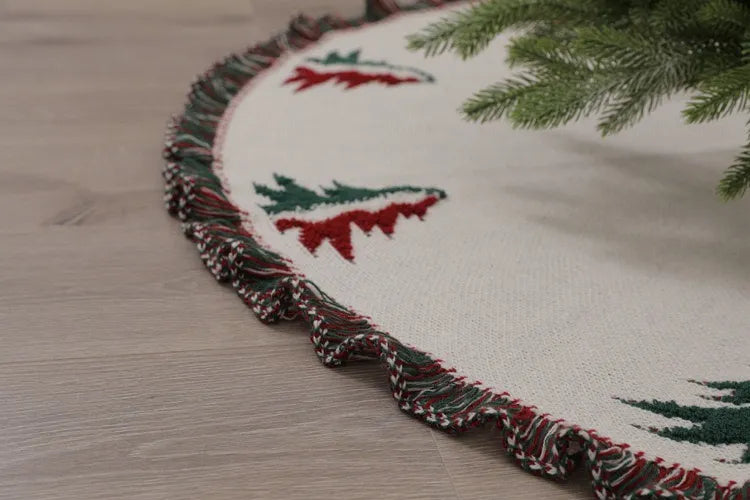 Fabric Fringe Christmas Tree Skirt – 48”