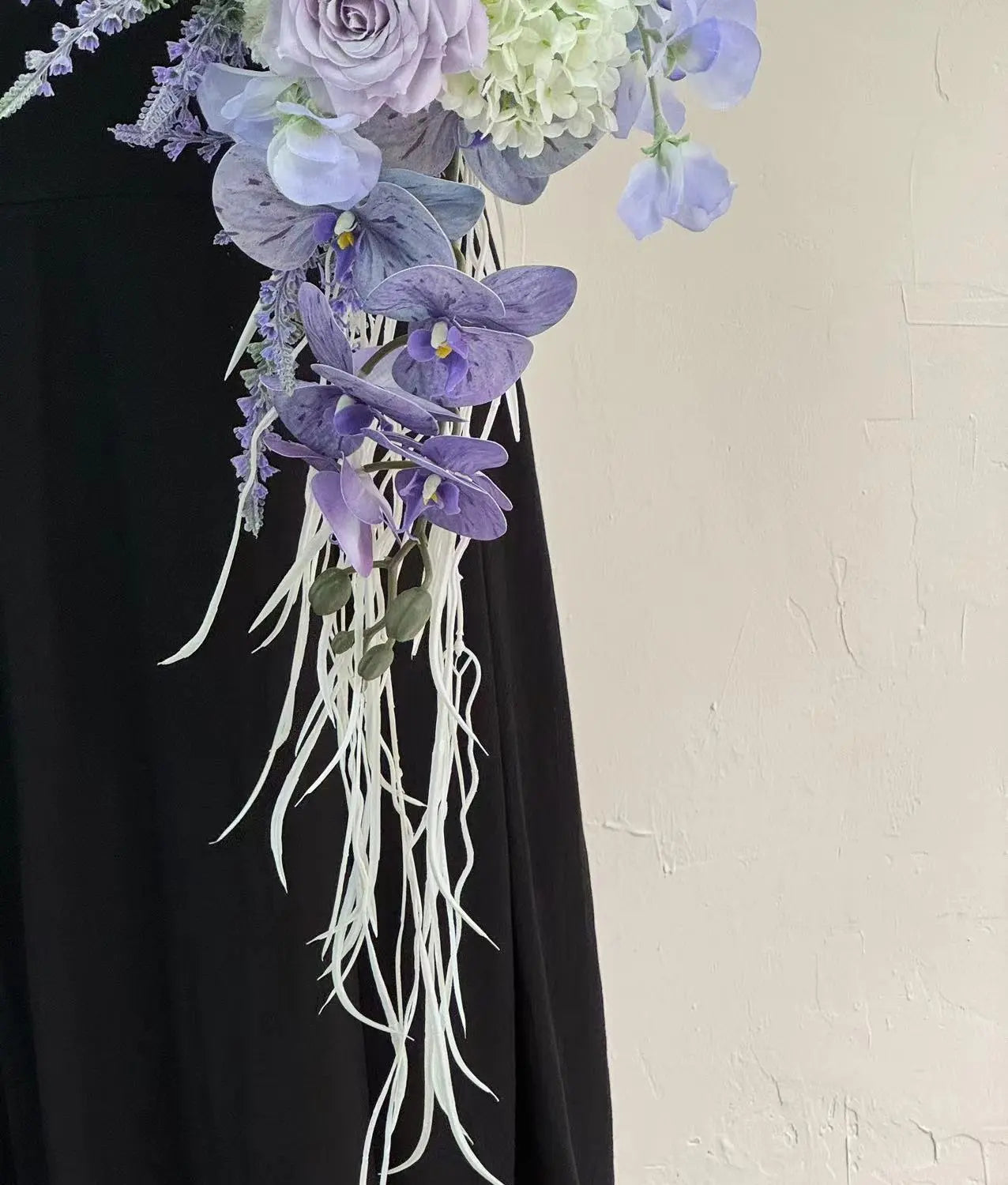 Lavender & White Faux Flower Bridal Bouquet   – 31"