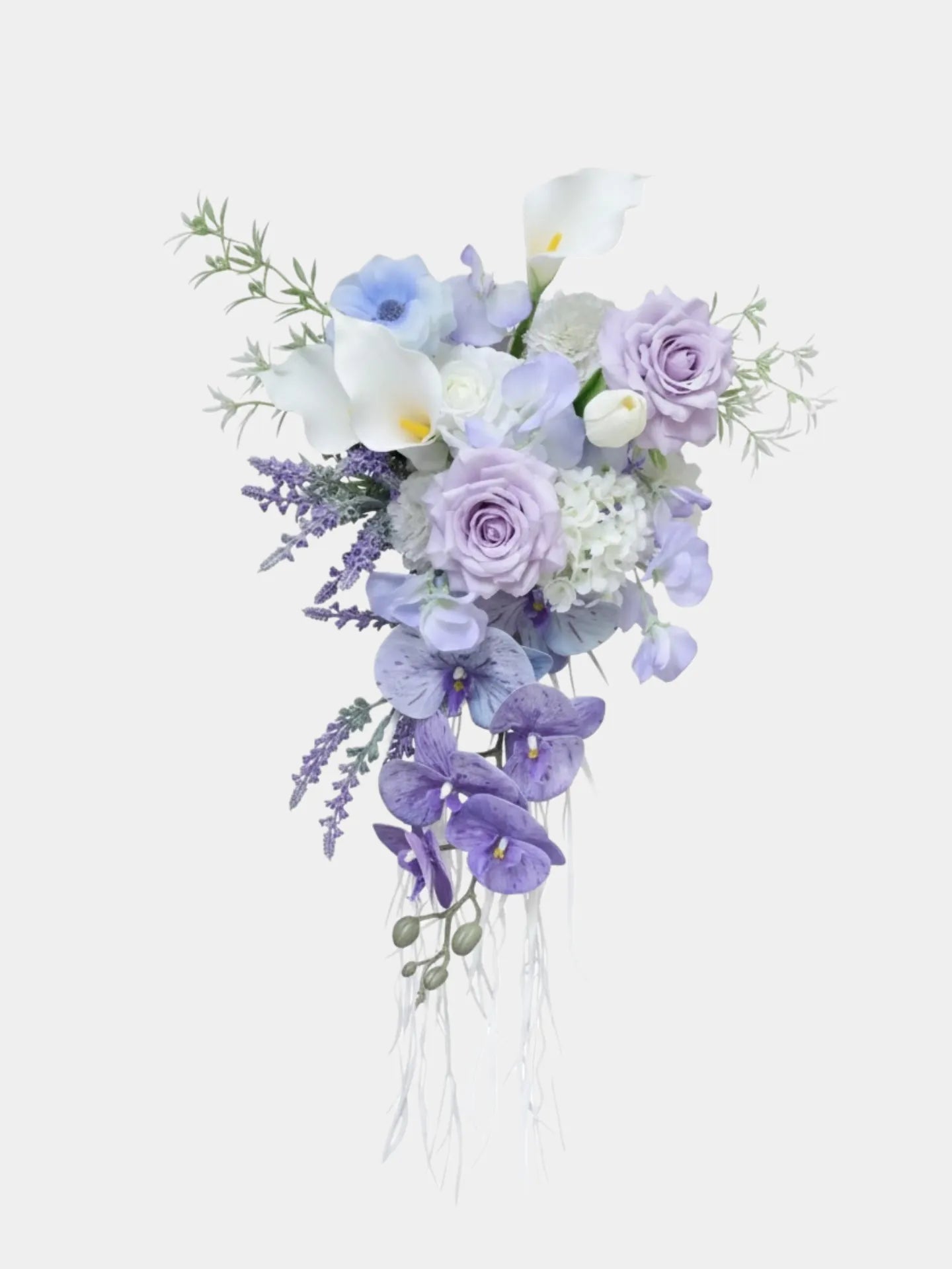 Lavender & White Faux Flower Bridal Bouquet   – 31"