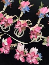Magenta Faux Floral Corsage & Boutonniere Set