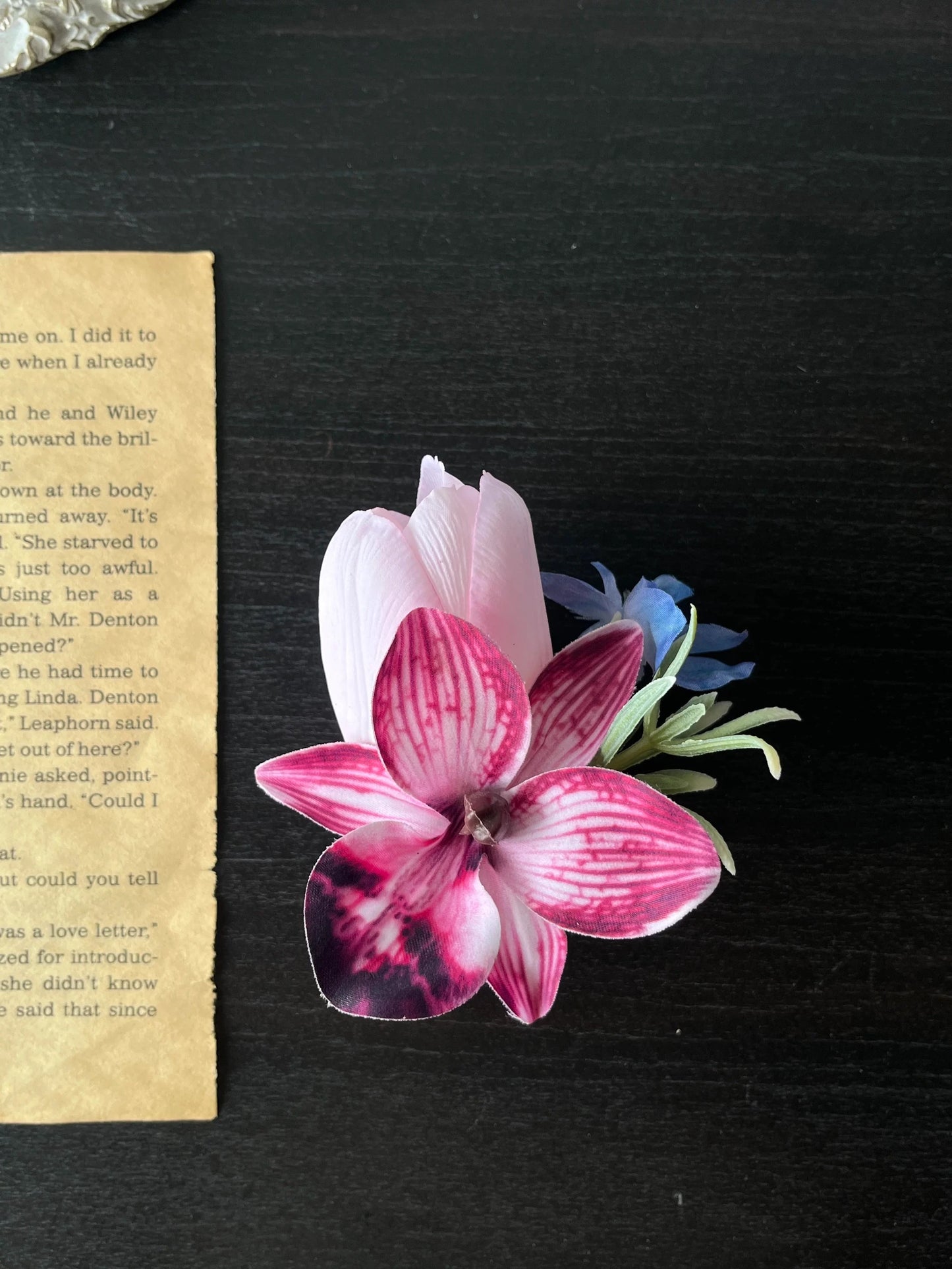Magenta Faux Floral Corsage & Boutonniere Set