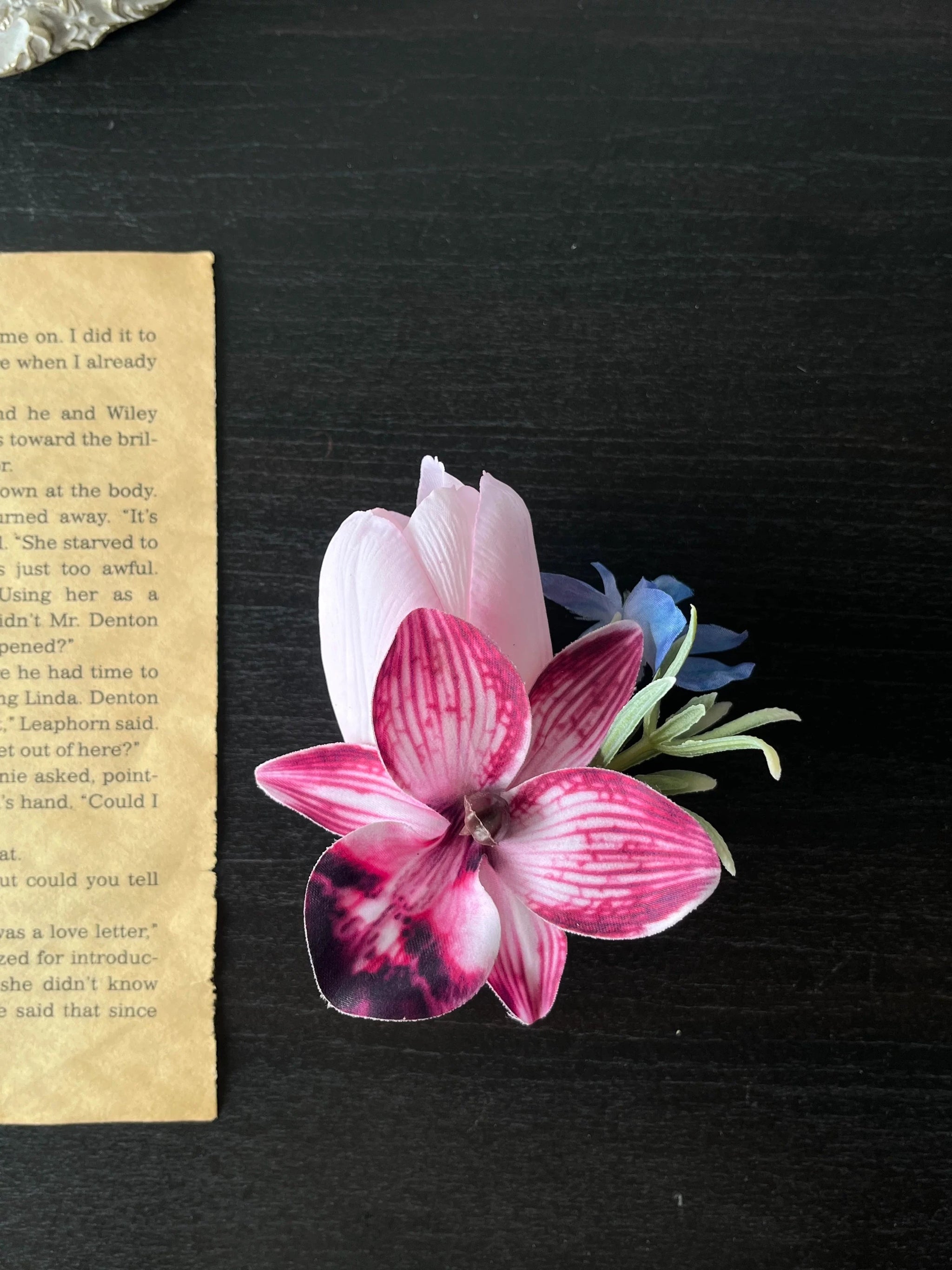 Magenta Faux Floral Corsage & Boutonniere Set
