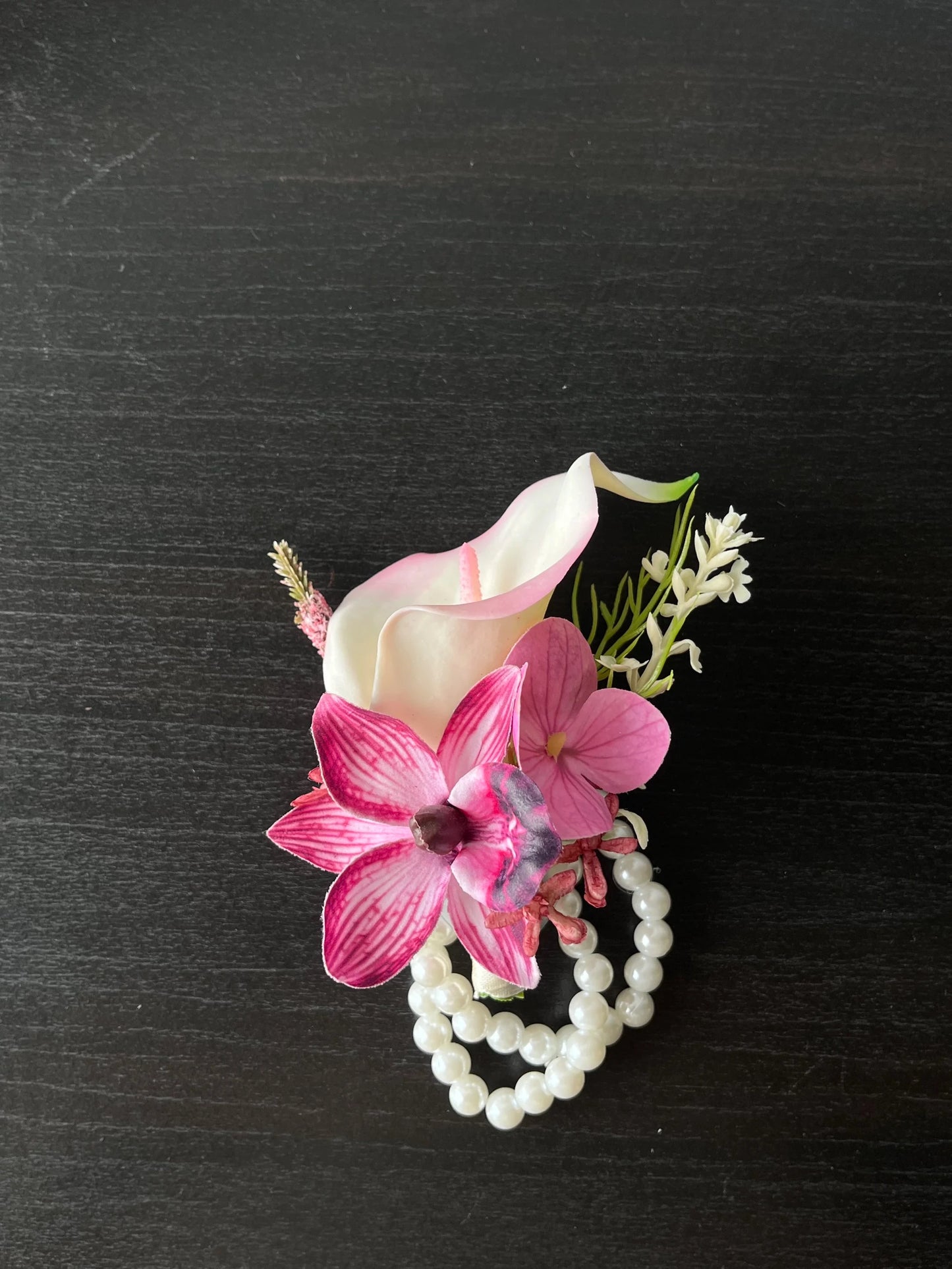 Magenta Faux Floral Corsage & Boutonniere Set