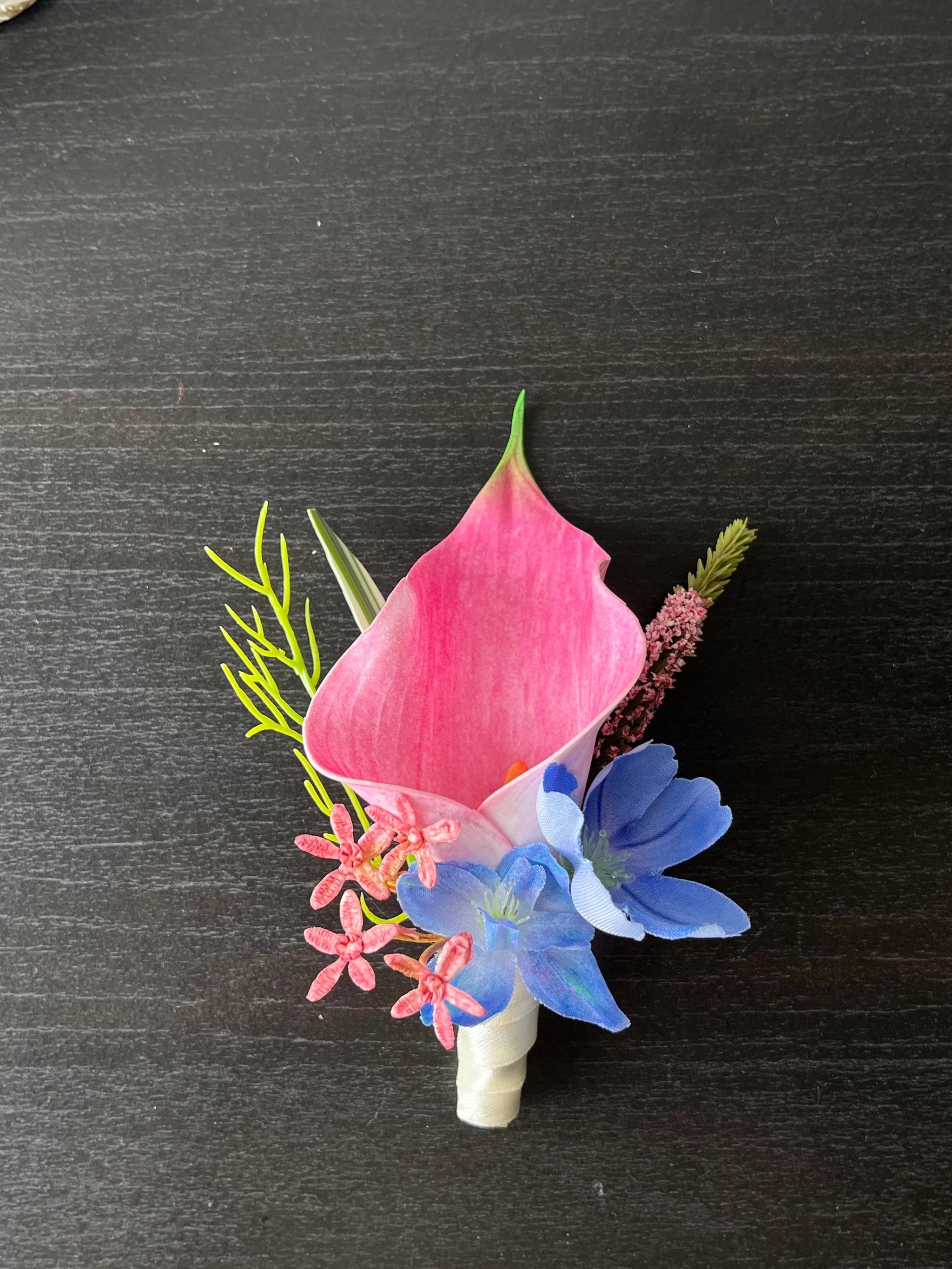 Magenta Faux Floral Corsage & Boutonniere Set