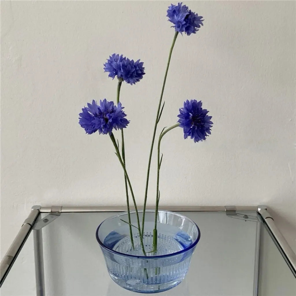 Modern Glass Ikebana Vase with Flower Frog