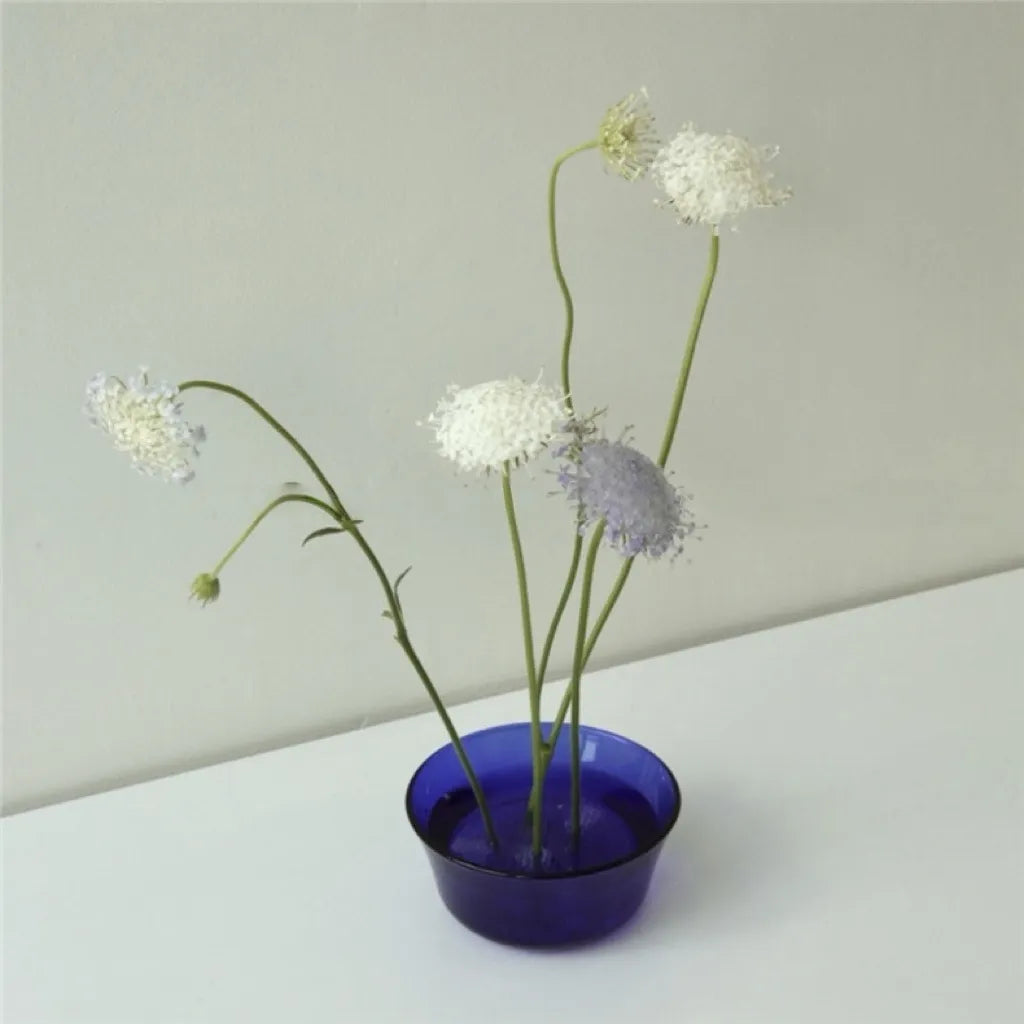 Modern Glass Ikebana Vase with Flower Frog