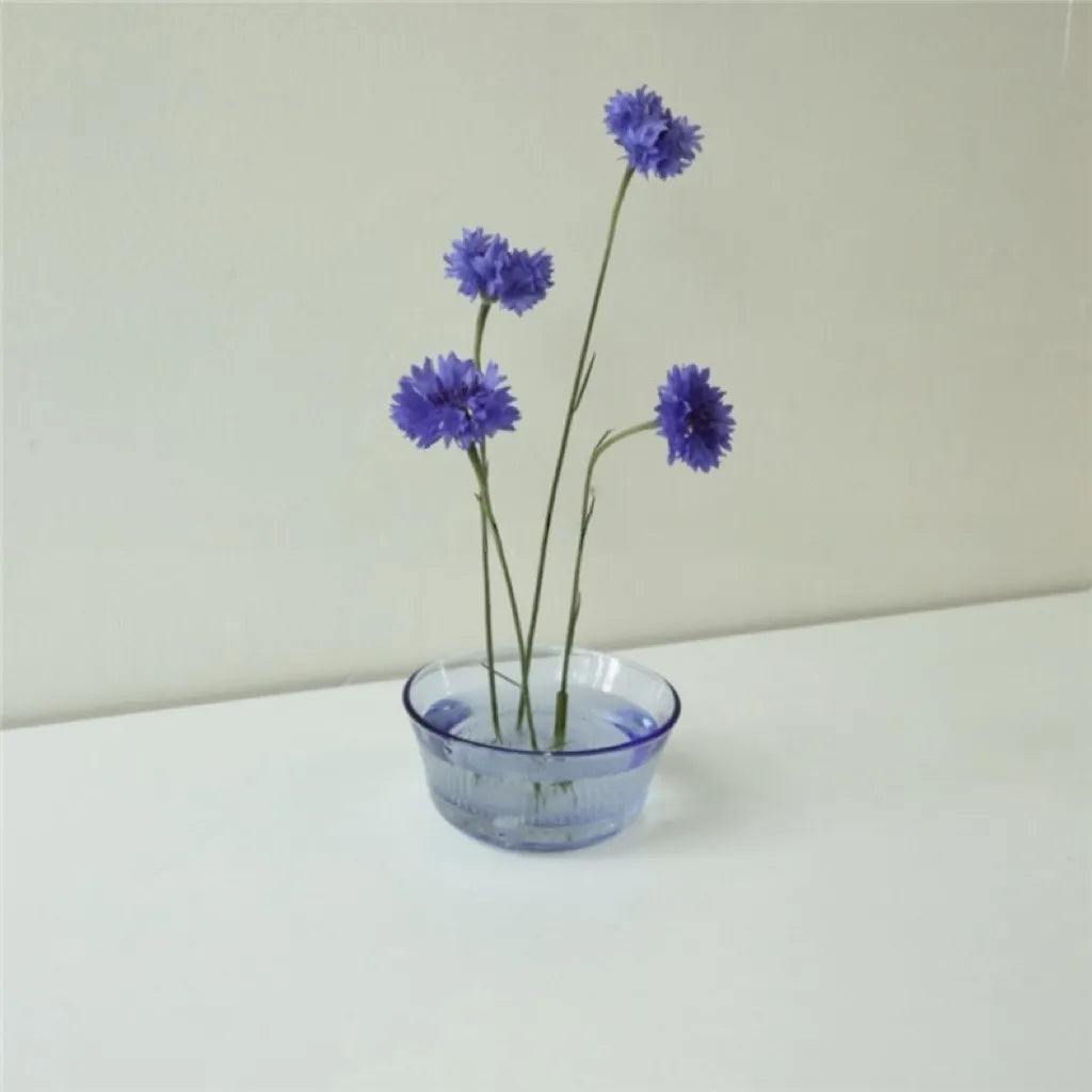 モダンガラスの生け花用花器 フラワーフロッグ付き