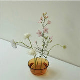 モダンガラスの生け花用花器 フラワーフロッグ付き