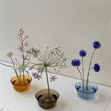 モダンガラスの生け花用花器 フラワーフロッグ付き