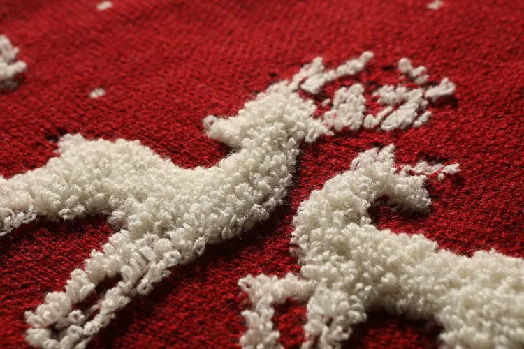 プレミアムファブリックトナカイクリスマスツリースカート – 赤 48インチ