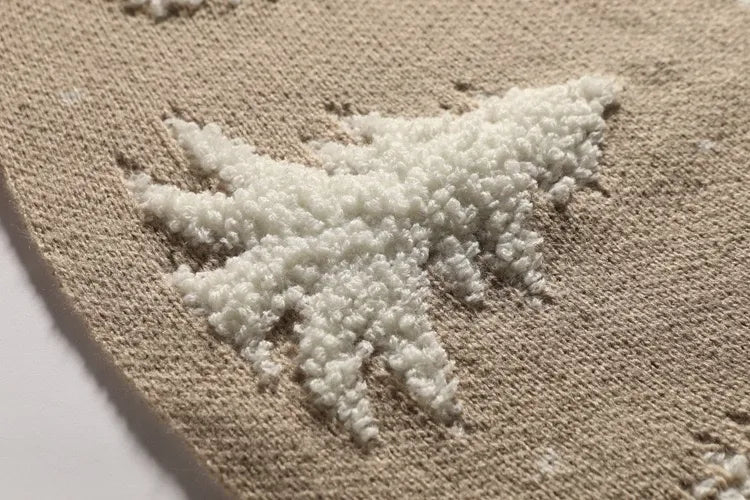 プレミアムファブリックトナカイクリスマスツリースカート – ベージュ 48インチ