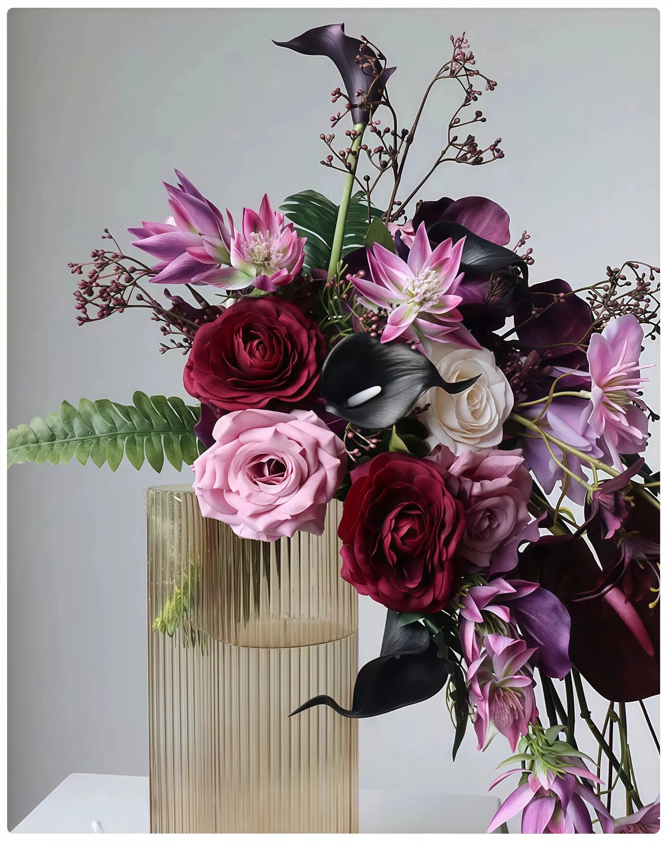 Purple Cascade Bridal Bouquet – 49" Artificial Wedding Flowers