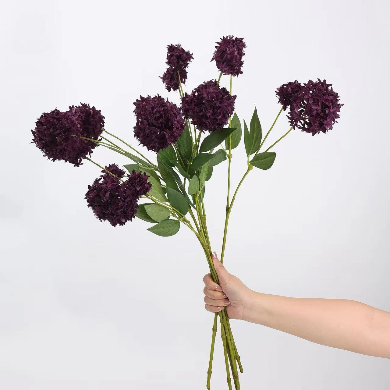 Faux 3-Head Allium Spray Stem