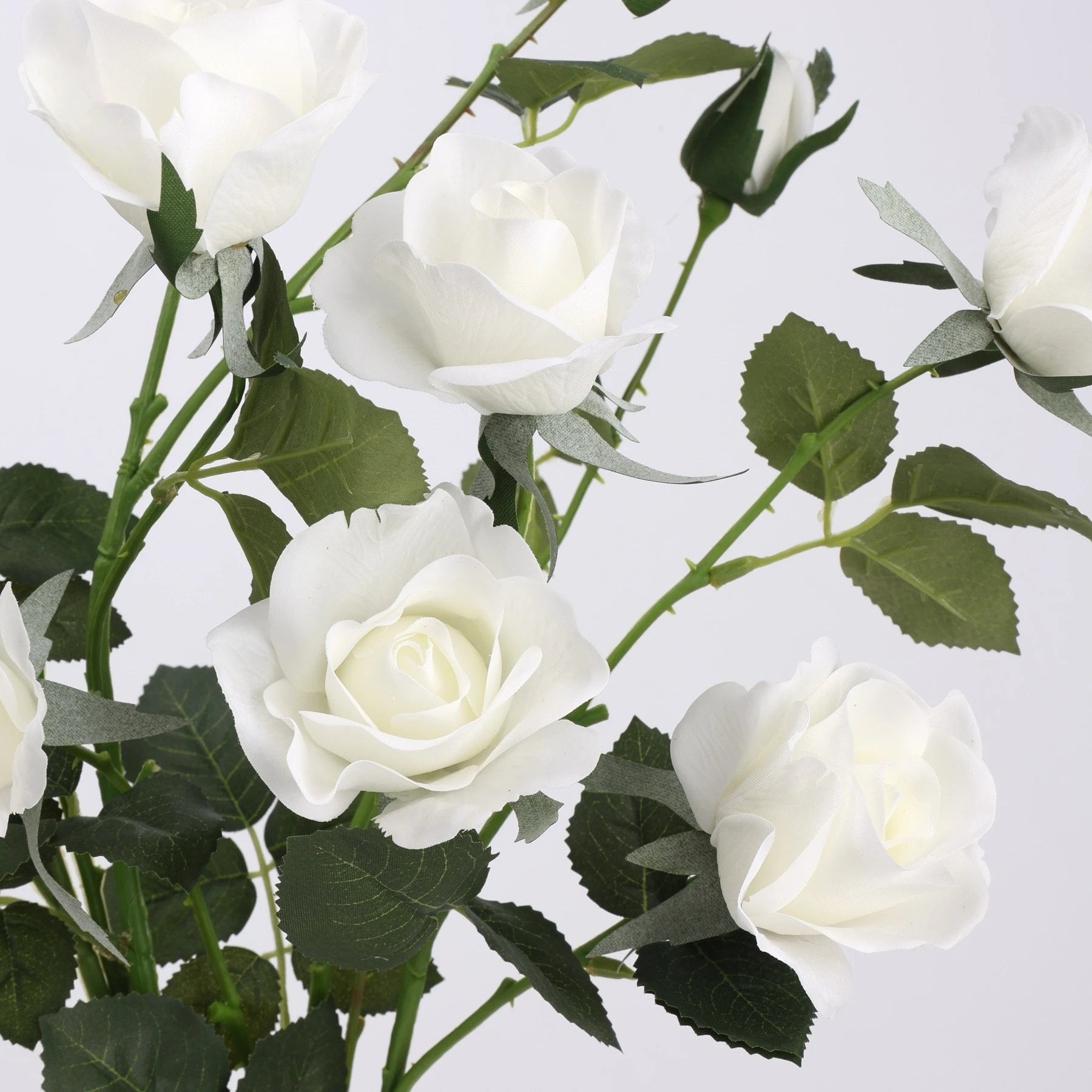 Real Touch 5-Head Rose Spray in White– 30"