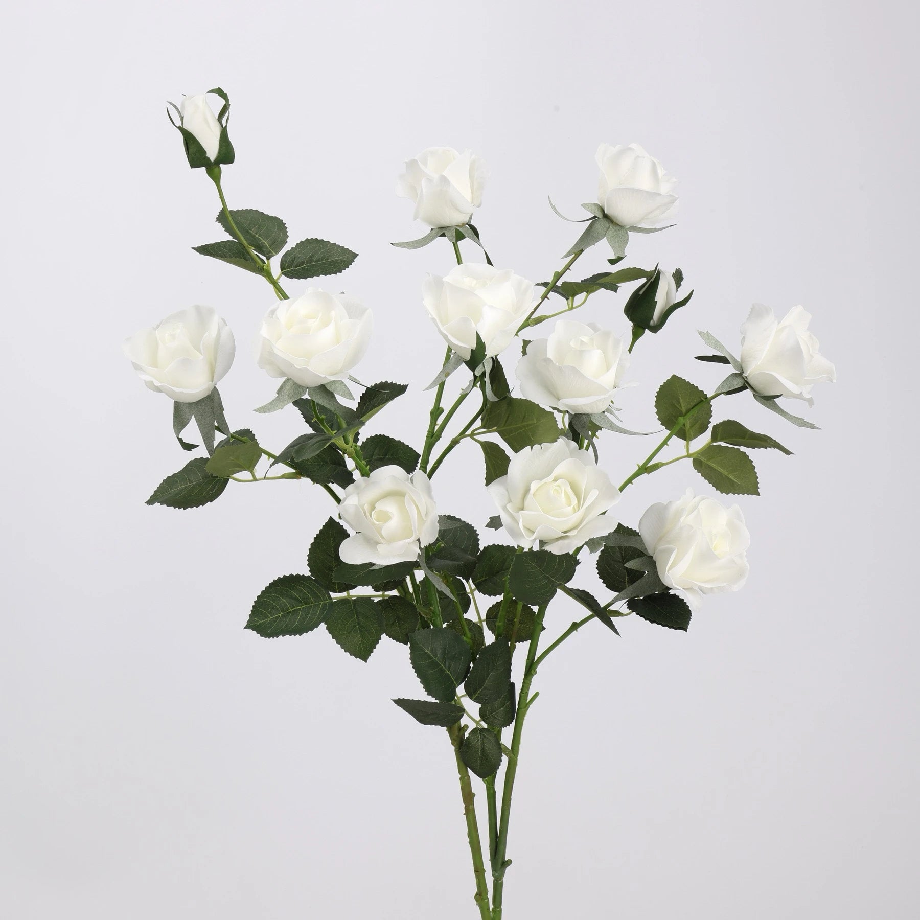 Real Touch 5-Head Rose Spray in White– 30"