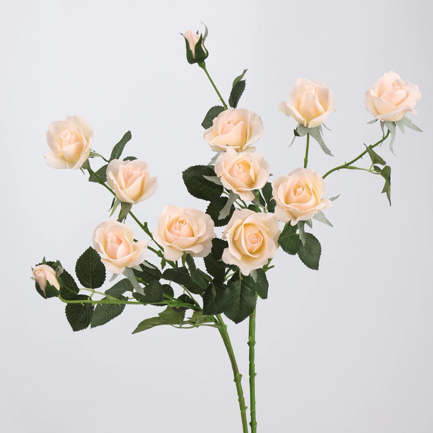 Real Touch 5-Head Rose Spray in Champagne – 30"