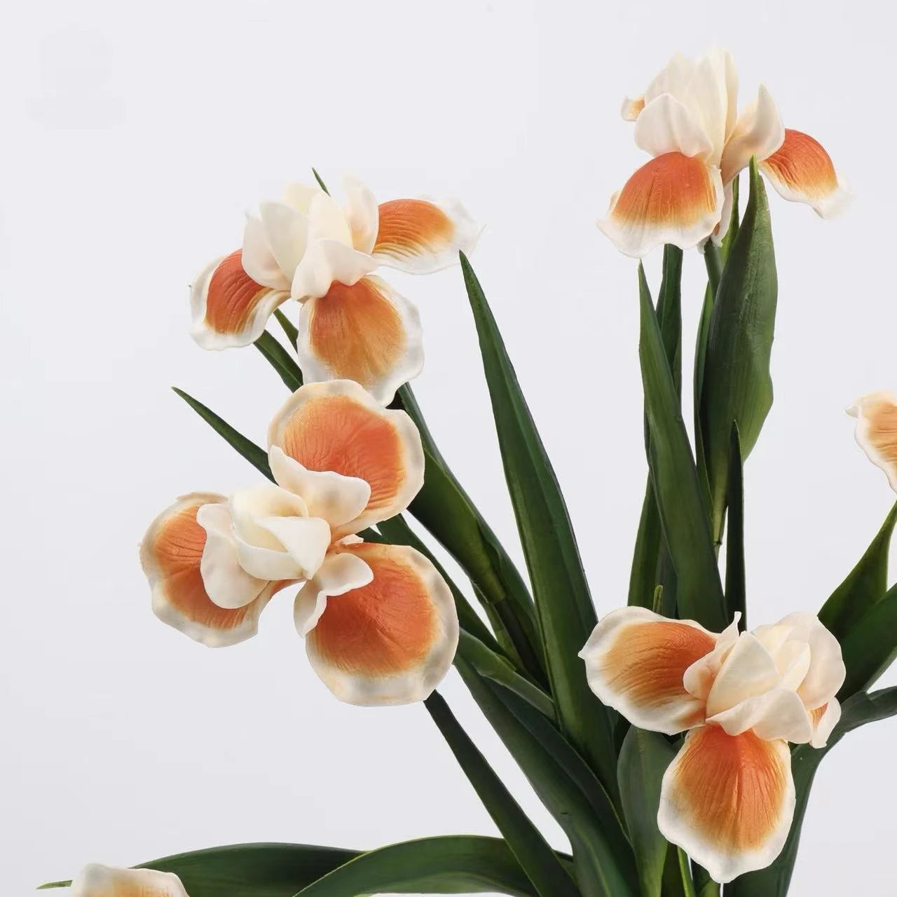 Real Touch Artificial Iris Flower Stem with Leaves – 60cm