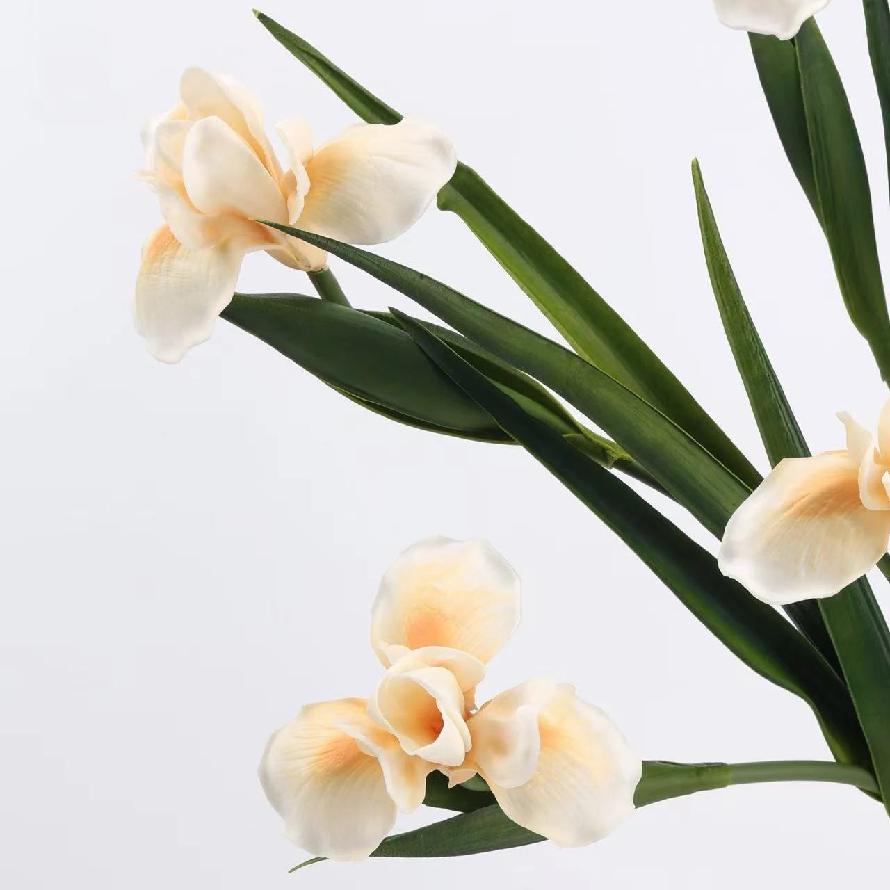Real Touch Artificial Iris Flower Stem with Leaves – 60cm