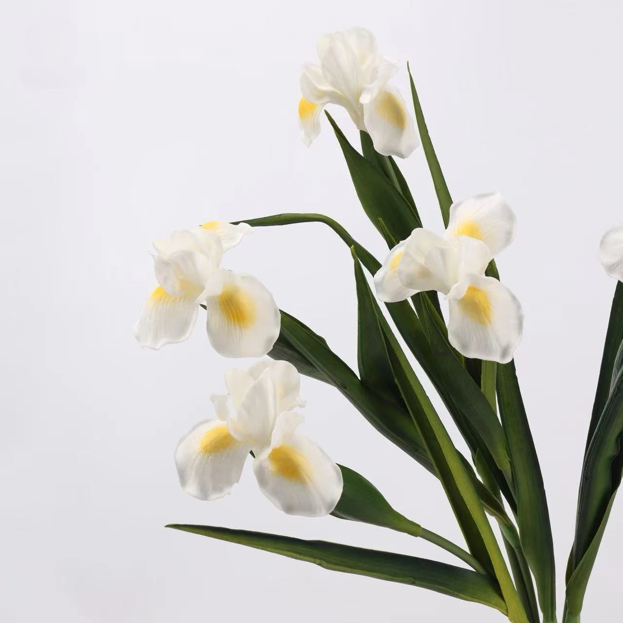 Real Touch Artificial Iris Flower Stem with Leaves – 60cm