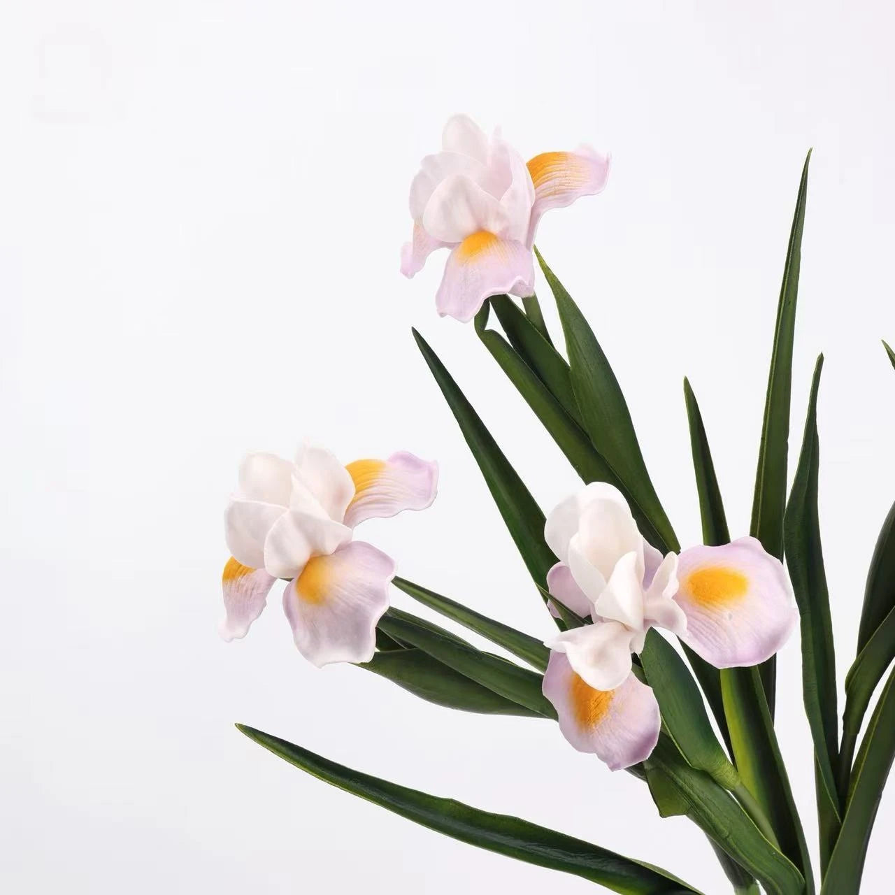 Real Touch Artificial Iris Flower Stem with Leaves – 60cm