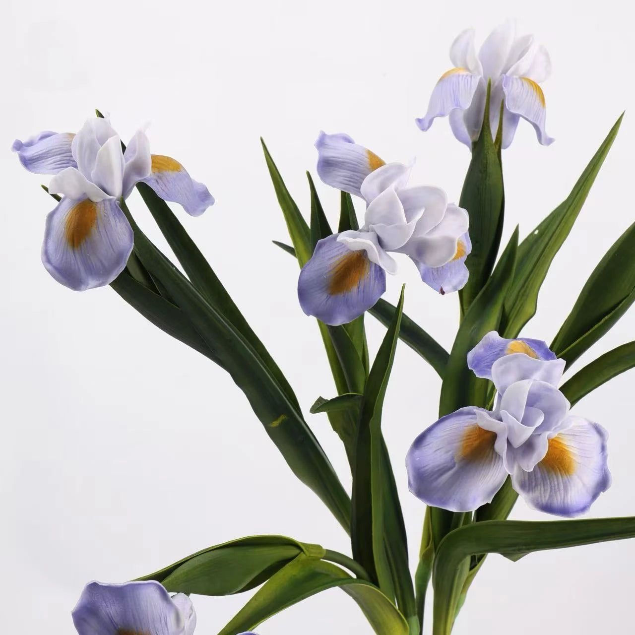 Real Touch Artificial Iris Flower Stem with Leaves – 60cm
