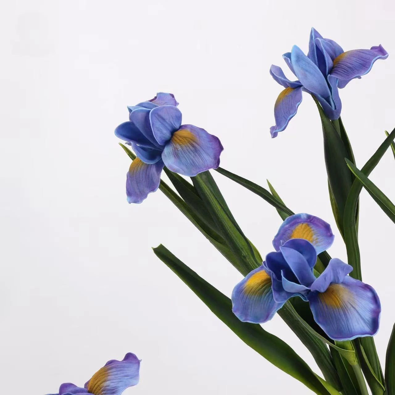 Real Touch Artificial Iris Flower Stem with Leaves – 60cm