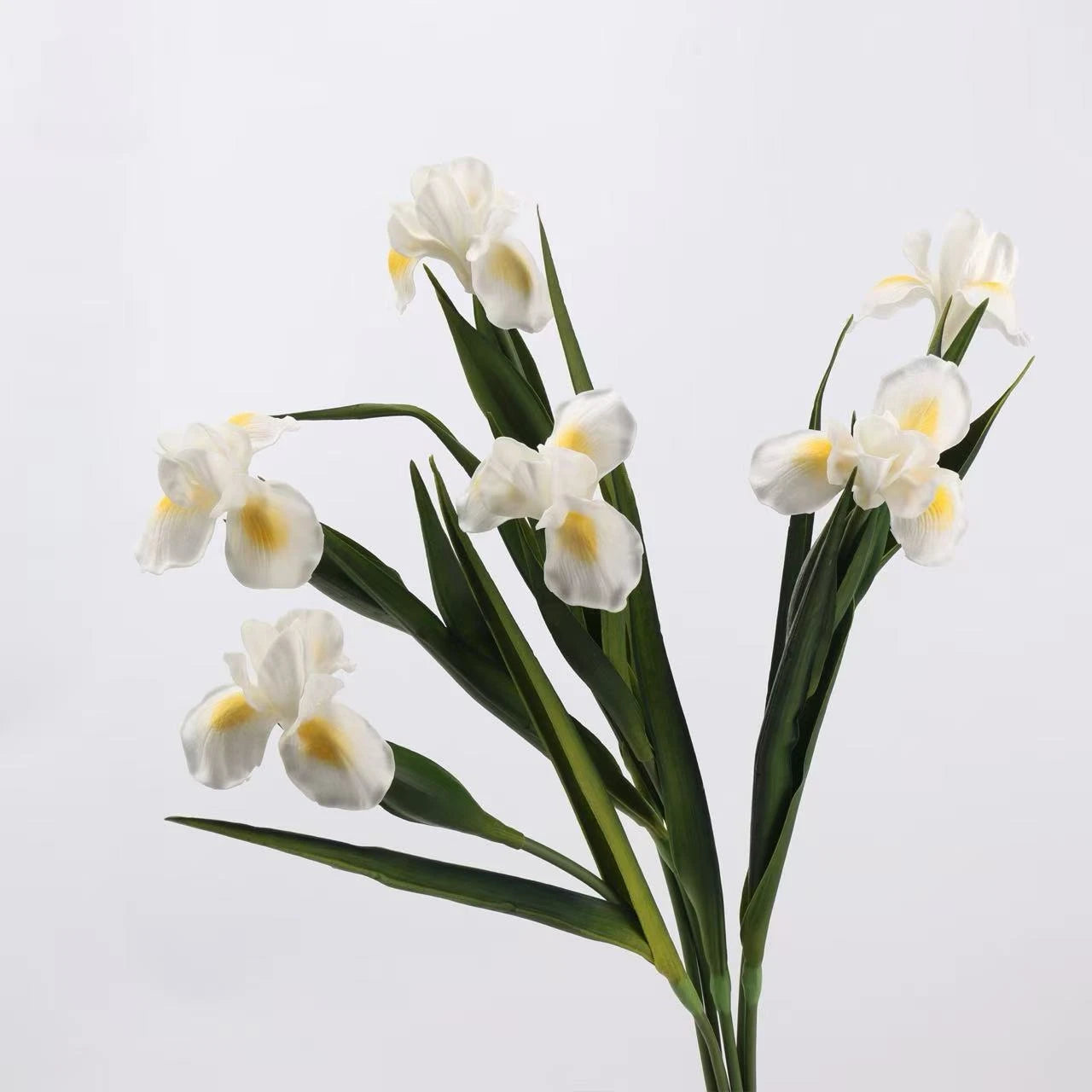 Real Touch Artificial Iris Flower Stem with Leaves – 60cm