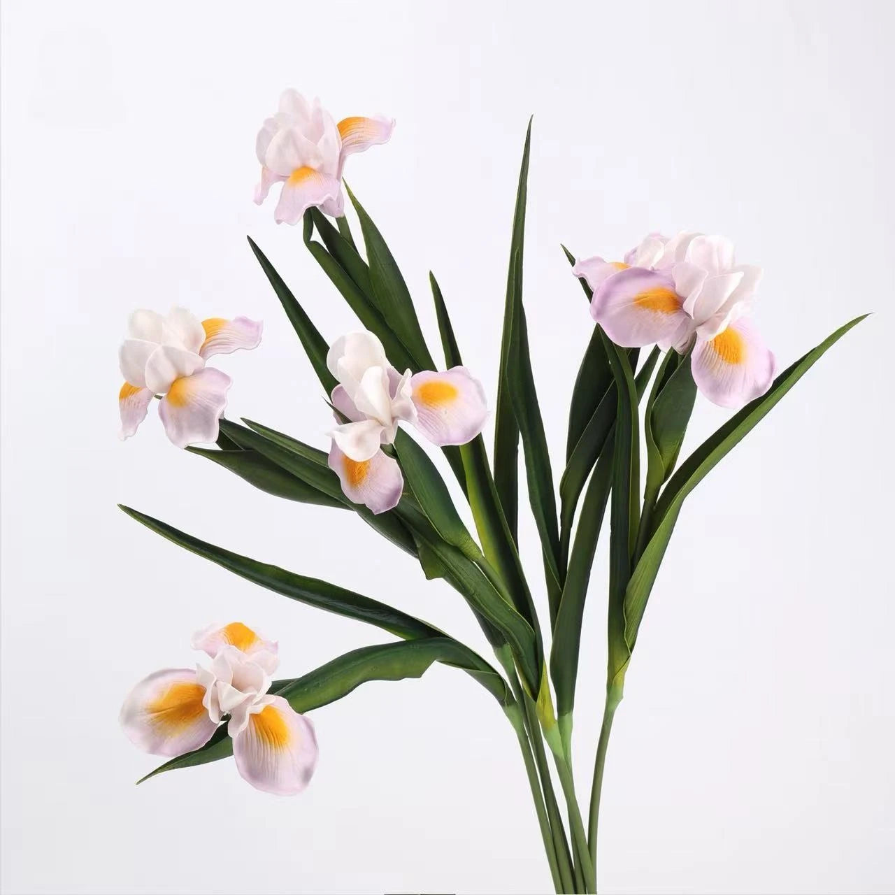 Real Touch Artificial Iris Flower Stem with Leaves – 60cm