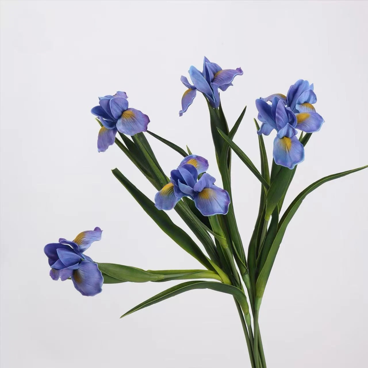 Real Touch Artificial Iris Flower Stem with Leaves – 60cm