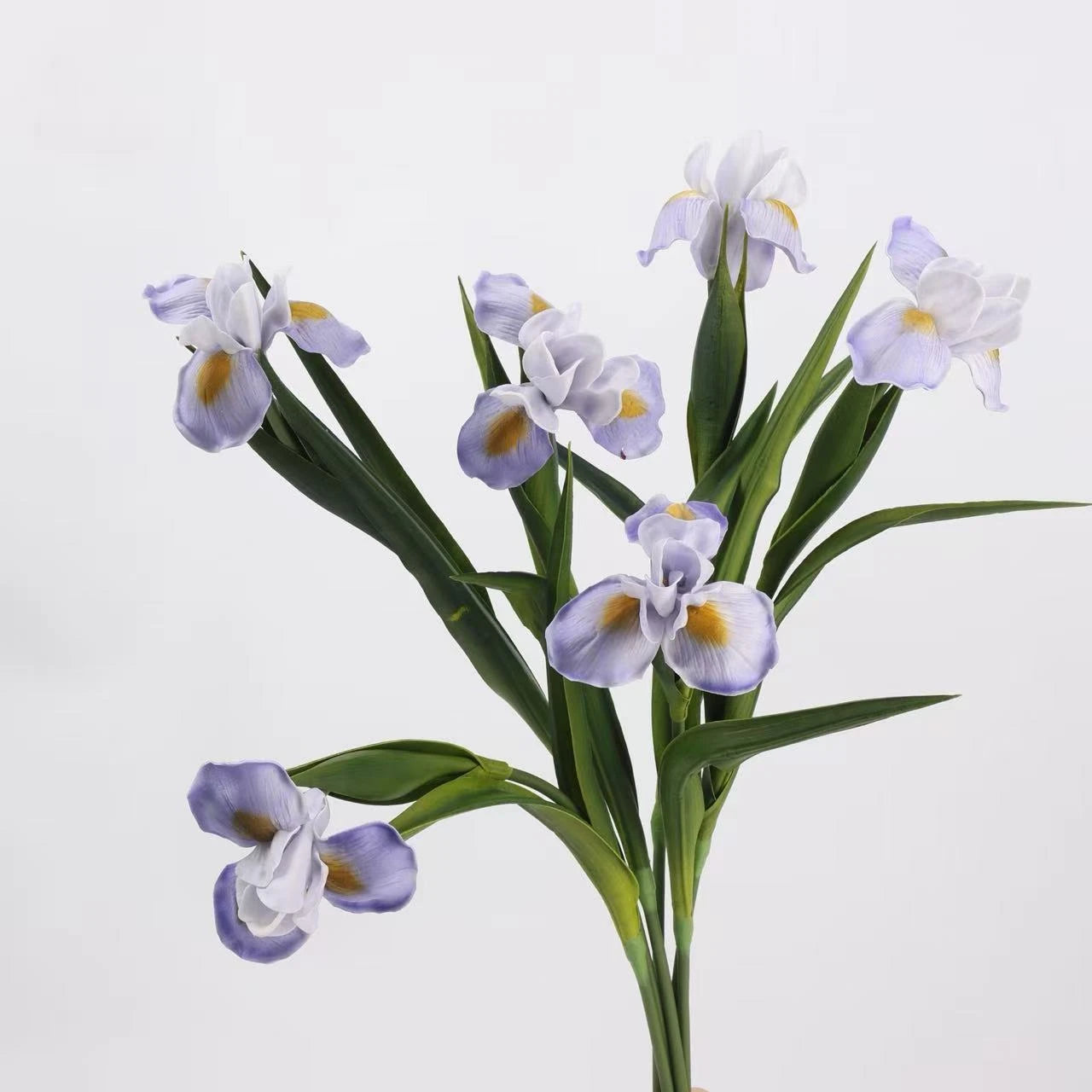Real Touch Artificial Iris Flower Stem with Leaves – 60cm
