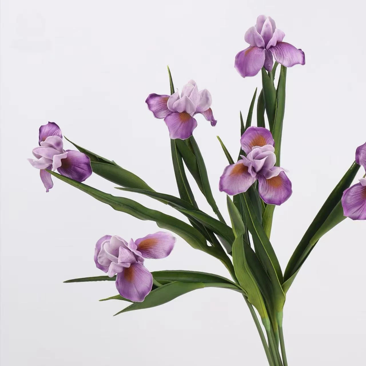Real Touch Artificial Iris Flower Stem with Leaves – 60cm