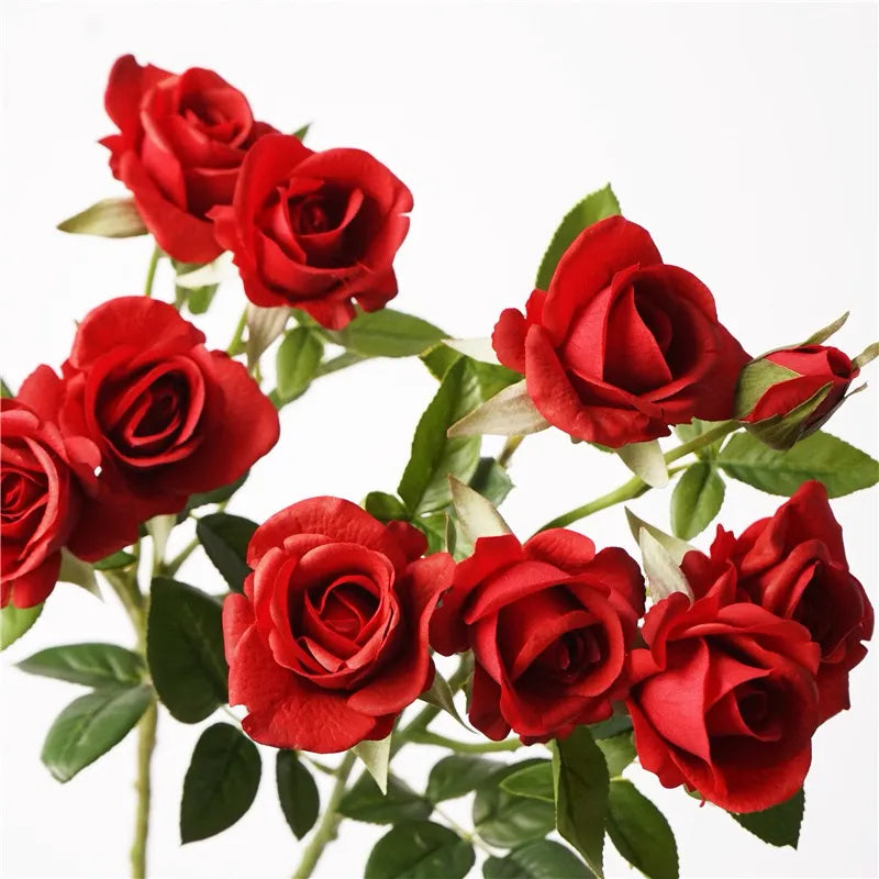 Real Touch Artificial Multi-Headed Roses -Red/Pink/White