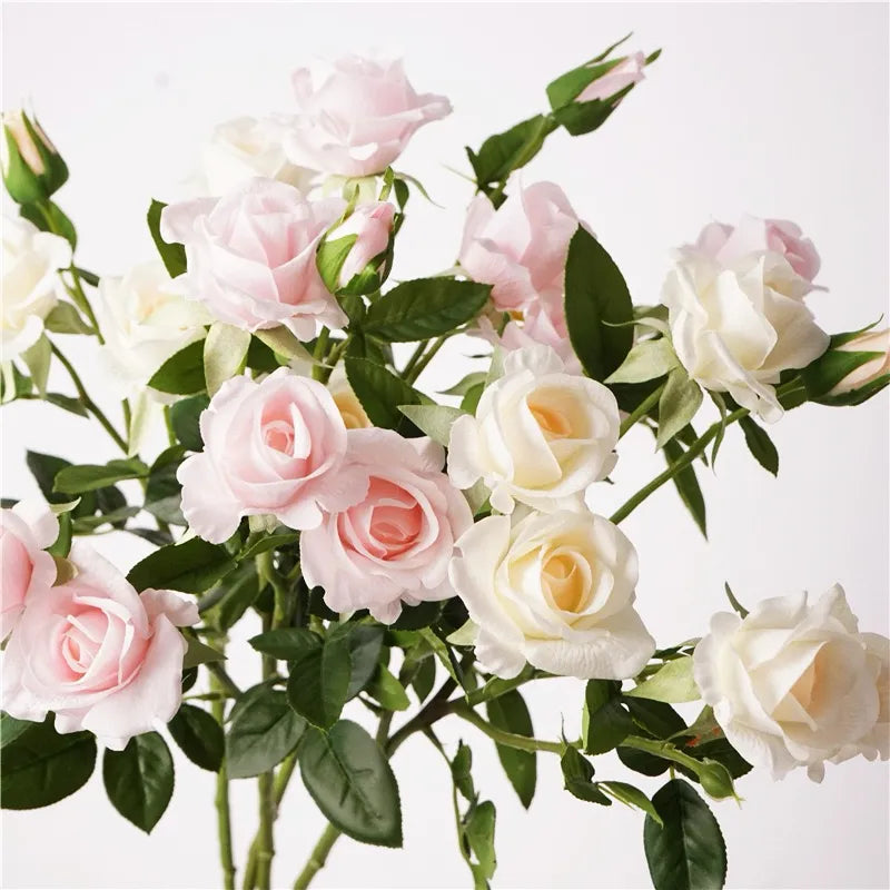 Real Touch Artificial Multi-Headed Roses -Red/Pink/White