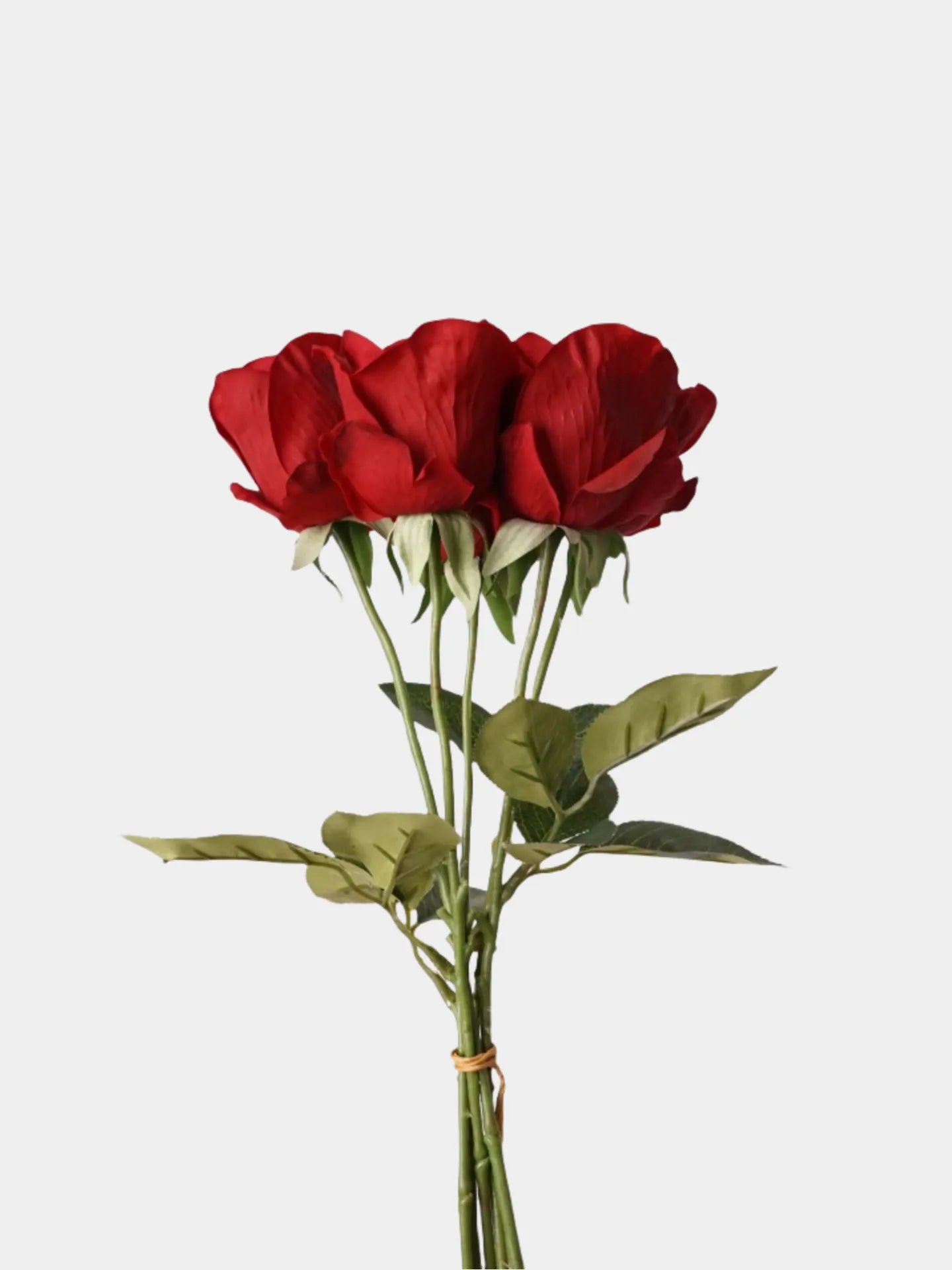 本物のようなタッチ ダイアナバラの花束 - 赤