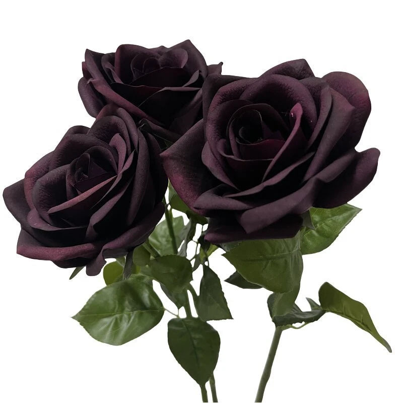 Echte Haptik Künstliche Carola-Rose in Tiefpurpur – 66 cm