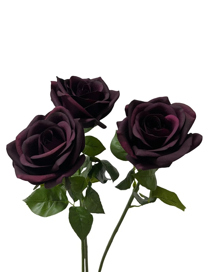 Echte Haptik Künstliche Carola-Rose in Tiefpurpur – 66 cm